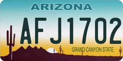 AZ license plate AFJ1702
