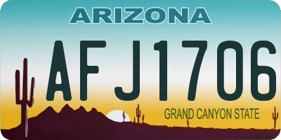 AZ license plate AFJ1706