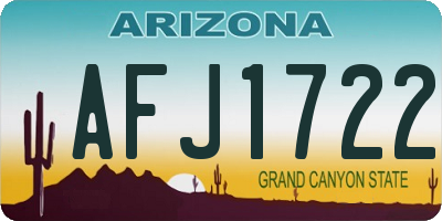 AZ license plate AFJ1722