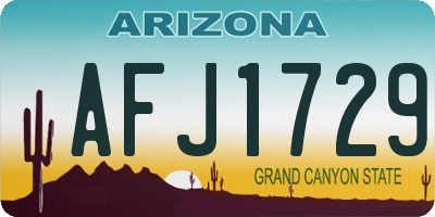 AZ license plate AFJ1729