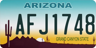AZ license plate AFJ1748