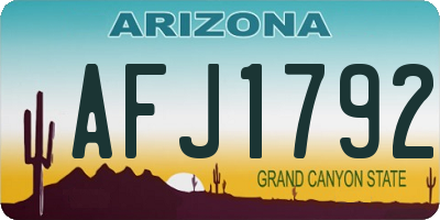 AZ license plate AFJ1792