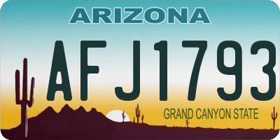 AZ license plate AFJ1793