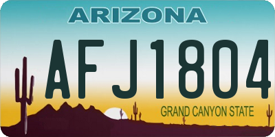 AZ license plate AFJ1804