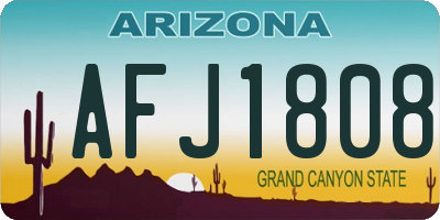 AZ license plate AFJ1808