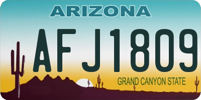 AZ license plate AFJ1809