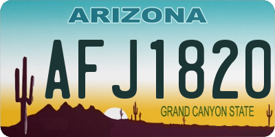 AZ license plate AFJ1820