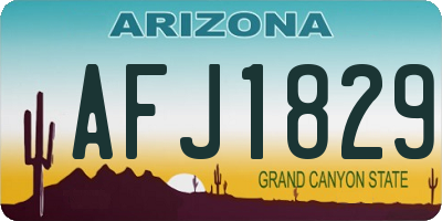 AZ license plate AFJ1829