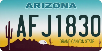 AZ license plate AFJ1830