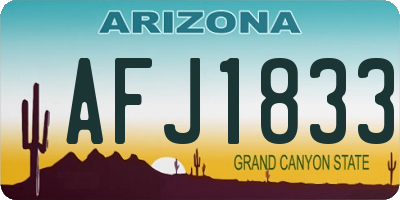 AZ license plate AFJ1833