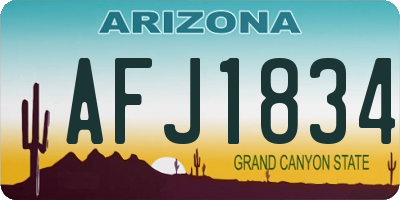 AZ license plate AFJ1834