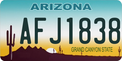 AZ license plate AFJ1838