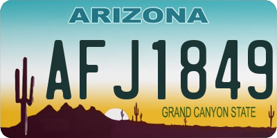 AZ license plate AFJ1849