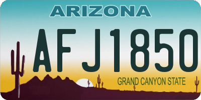 AZ license plate AFJ1850