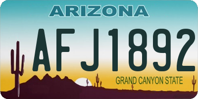 AZ license plate AFJ1892