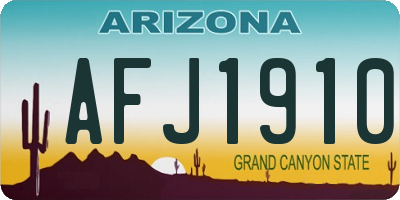 AZ license plate AFJ1910