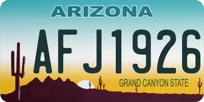 AZ license plate AFJ1926