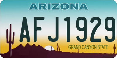 AZ license plate AFJ1929