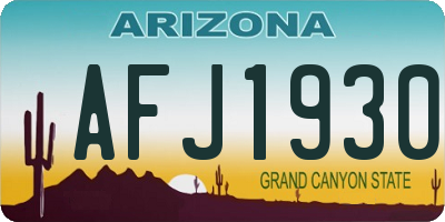 AZ license plate AFJ1930