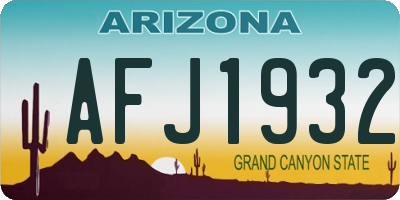 AZ license plate AFJ1932