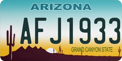 AZ license plate AFJ1933