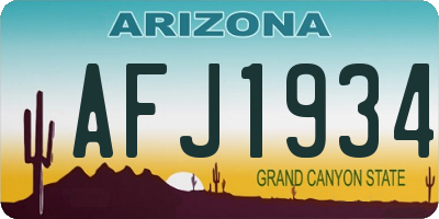 AZ license plate AFJ1934