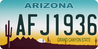 AZ license plate AFJ1936