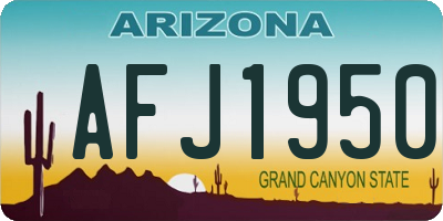 AZ license plate AFJ1950