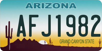AZ license plate AFJ1982