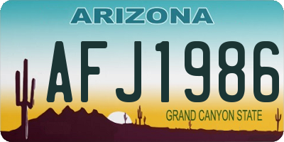 AZ license plate AFJ1986