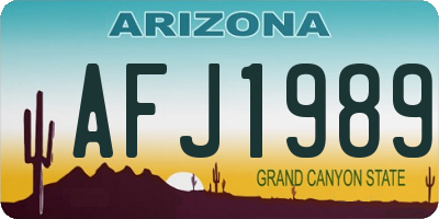 AZ license plate AFJ1989