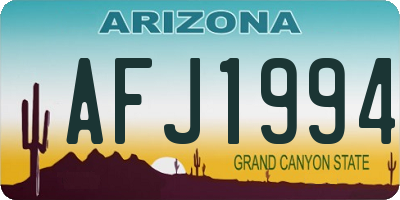AZ license plate AFJ1994