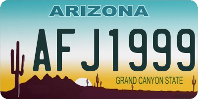 AZ license plate AFJ1999