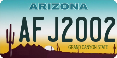 AZ license plate AFJ2002