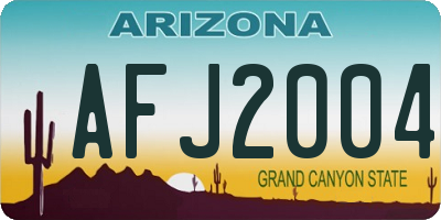 AZ license plate AFJ2004