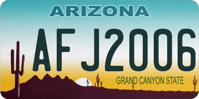 AZ license plate AFJ2006