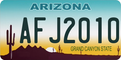 AZ license plate AFJ2010