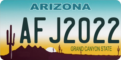 AZ license plate AFJ2022