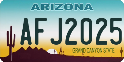 AZ license plate AFJ2025