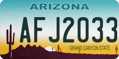 AZ license plate AFJ2033