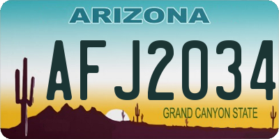 AZ license plate AFJ2034
