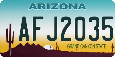 AZ license plate AFJ2035