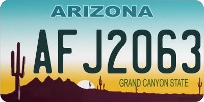 AZ license plate AFJ2063