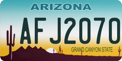 AZ license plate AFJ2070