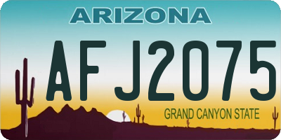 AZ license plate AFJ2075