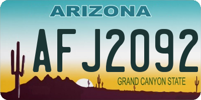 AZ license plate AFJ2092