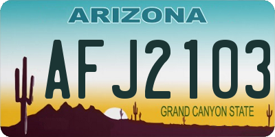 AZ license plate AFJ2103