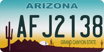 AZ license plate AFJ2138
