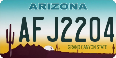 AZ license plate AFJ2204