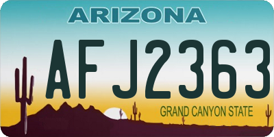 AZ license plate AFJ2363